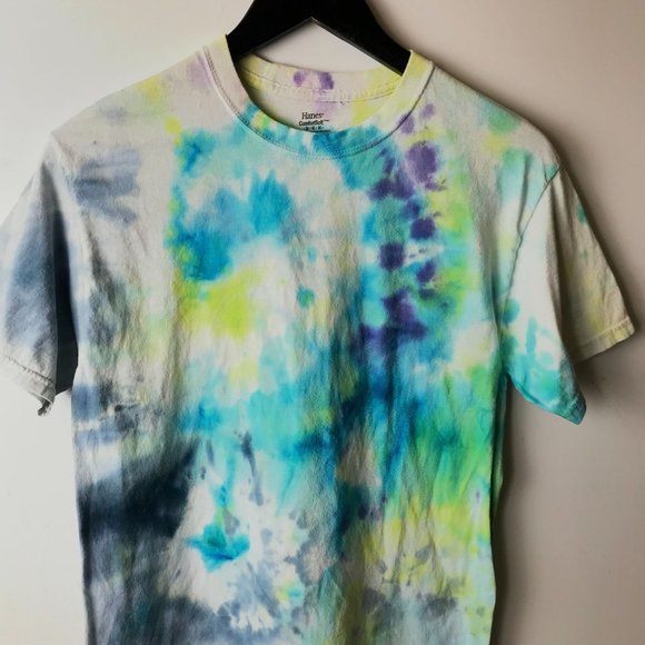 Hanes T Shirt Multicolor Medium M Festival Colors Tie Dye Tee Cotton Top Unisex - Picture 9 of 12